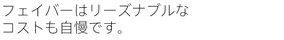 フェイバーはリーズナブルなコストも自慢です。